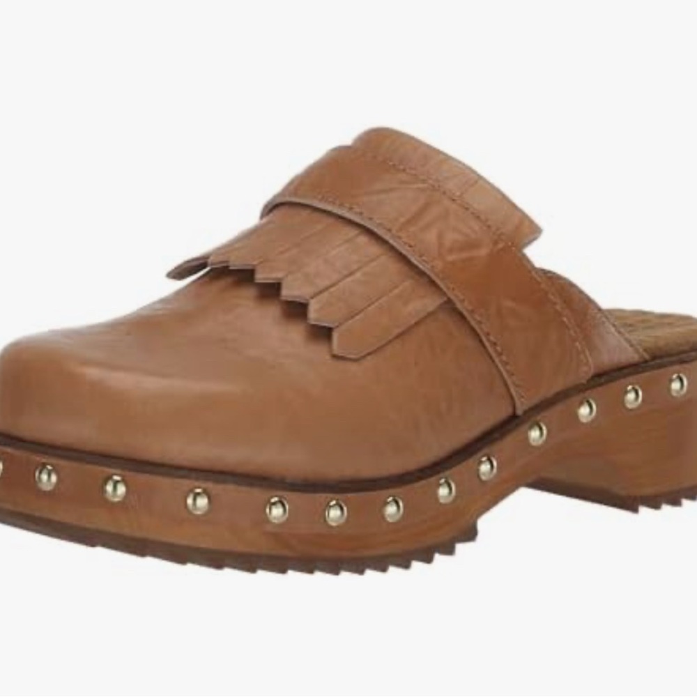 NIB Kelsi Dagger Hobbywv Tan Leather Clogs with Fringe Detail 9M